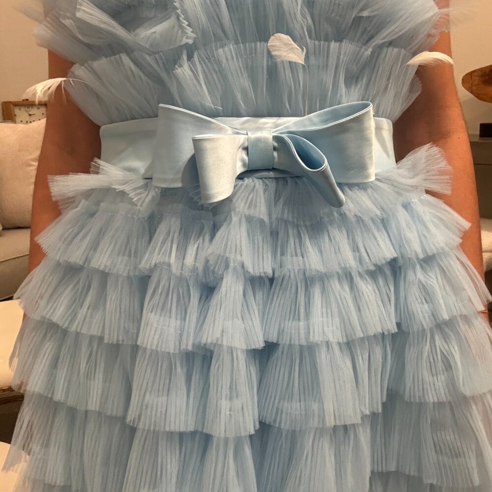 Light Blue Ruffles Cocktail Dress - Picture 3 of 3